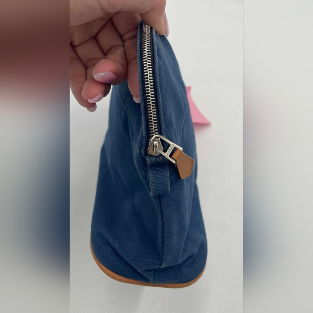 Hermes Blue Canvas Pouch - Picture 3 of 9